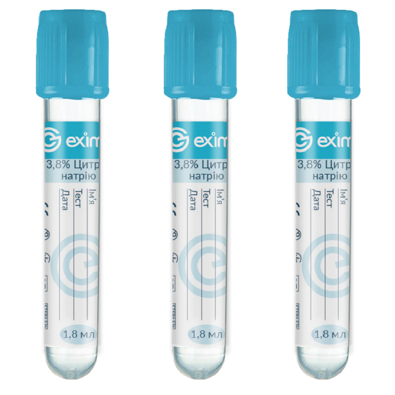 Пробірка Вакуумна EximLab з Цитратом натрію 1,8 мл (3,8%)